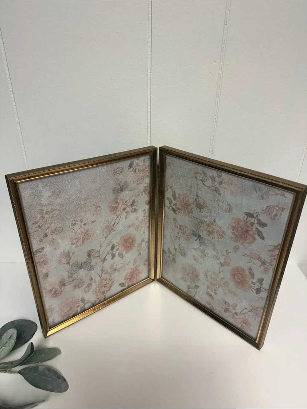 Vintage Goldtone Hinged Double 8x10 Picture Frame | Tabletop Display